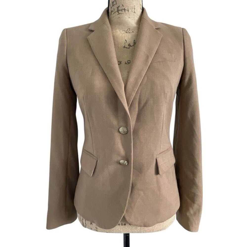 EUC! J. Crew Wool Tan Camel Schoolboy Blazer - Size 0 - Picture 6 of 12